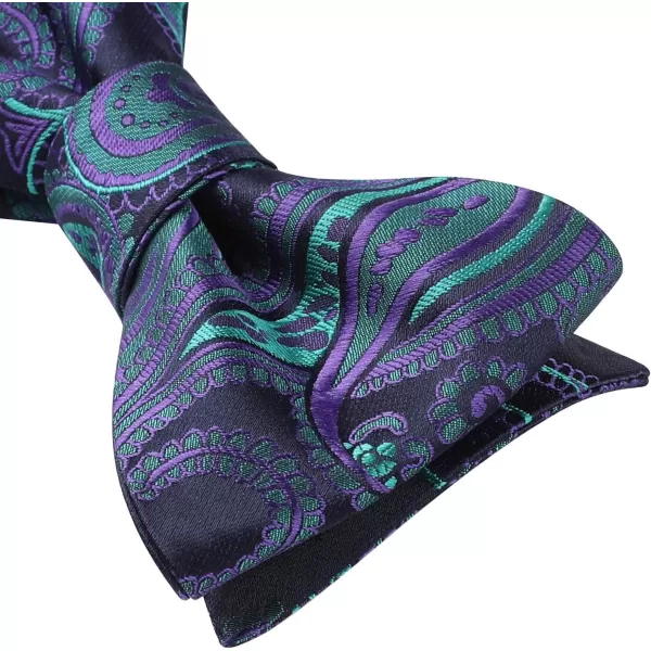 HISDERN Bow Ties for Men Floral Bowties Mens Self Tie Bow Tie Handkerchief Jacquard Woven Bowtie Pocket Square Set