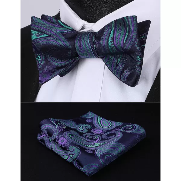 HISDERN Bow Ties for Men Floral Bowties Mens Self Tie Bow Tie Handkerchief Jacquard Woven Bowtie Pocket Square Set
