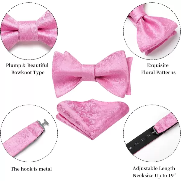 HISDERN Bow Ties for Men Floral Bowties Mens Self Tie Bow Tie Handkerchief Jacquard Woven Bowtie Pocket Square Set
