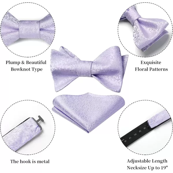 HISDERN Bow Ties for Men Floral Bowties Mens Self Tie Bow Tie Handkerchief Jacquard Woven Bowtie Pocket Square Set