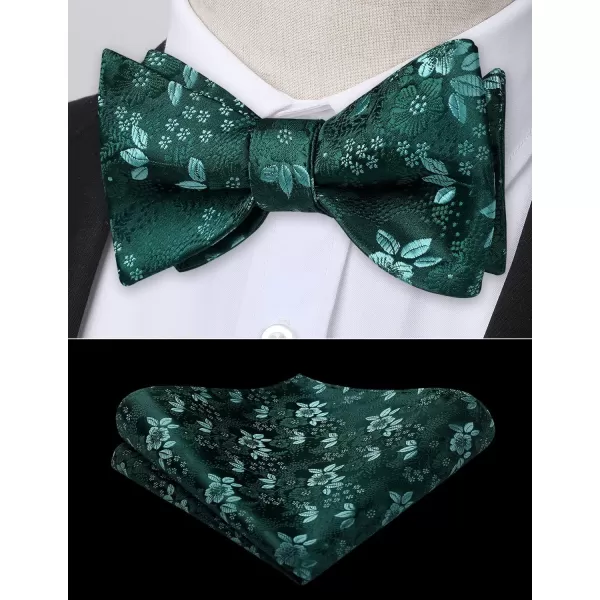 HISDERN Bow Ties for Men Floral Bowties Mens Self Tie Bow Tie Handkerchief Jacquard Woven Bowtie Pocket Square Set