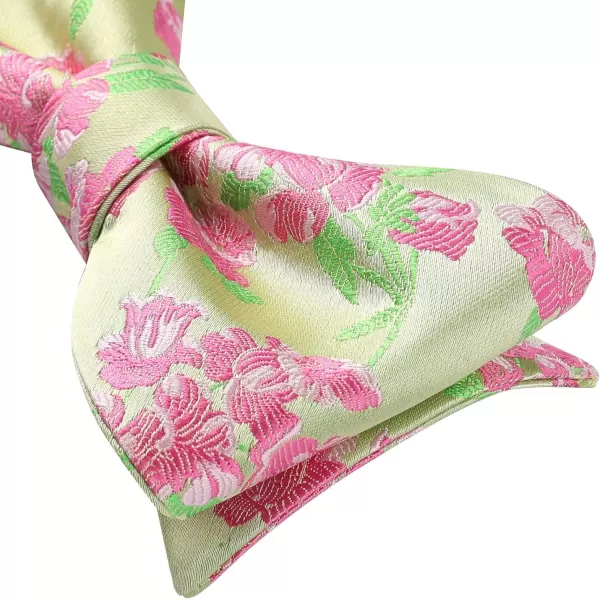 HISDERN Bow Ties for Men Floral Bowties Mens Self Tie Bow Tie Handkerchief Jacquard Woven Bowtie Pocket Square Set