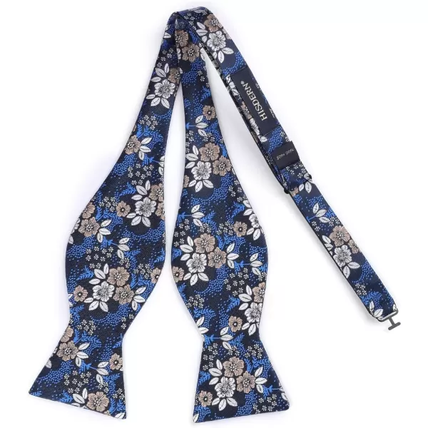 HISDERN Bow Ties for Men Floral Bowties Mens Self Tie Bow Tie Handkerchief Jacquard Woven Bowtie Pocket Square Set