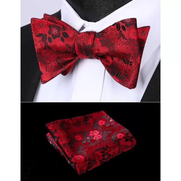 HISDERN Bow Ties for Men Floral Bowties Mens Self Tie Bow Tie Handkerchief Jacquard Woven Bowtie Pocket Square Set