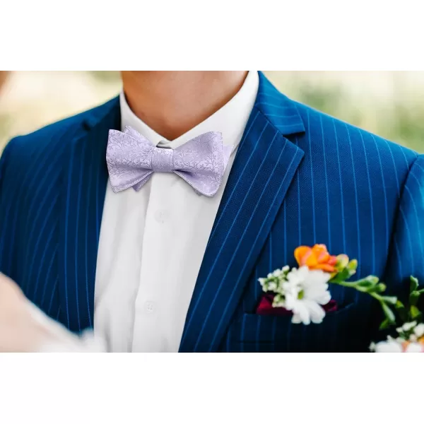 HISDERN Bow Ties for Men Floral Bowties Mens Self Tie Bow Tie Handkerchief Jacquard Woven Bowtie Pocket Square Set