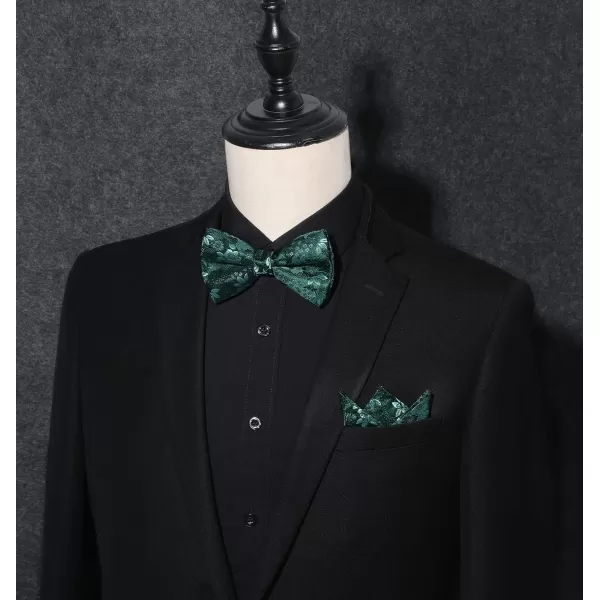 HISDERN Bow Ties for Men Floral Bowties Mens Self Tie Bow Tie Handkerchief Jacquard Woven Bowtie Pocket Square Set