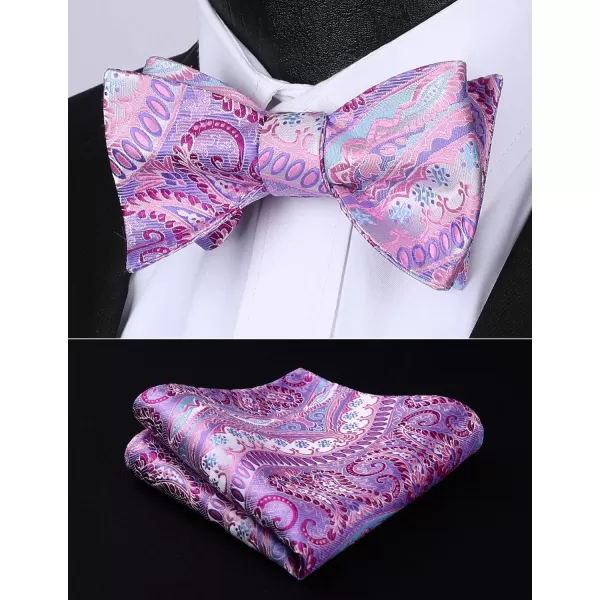 HISDERN Bow Ties for Men Floral Bowties Mens Self Tie Bow Tie Handkerchief Jacquard Woven Bowtie Pocket Square Set