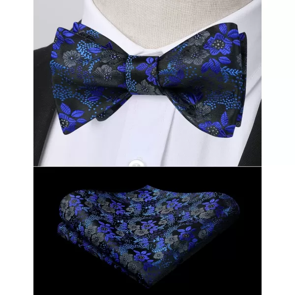 HISDERN Bow Ties for Men Floral Bowties Mens Self Tie Bow Tie Handkerchief Jacquard Woven Bowtie Pocket Square Set