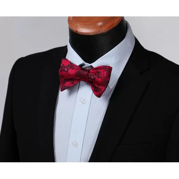 HISDERN Bow Ties for Men Floral Bowties Mens Self Tie Bow Tie Handkerchief Jacquard Woven Bowtie Pocket Square Set