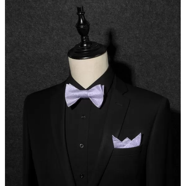 HISDERN Bow Ties for Men Floral Bowties Mens Self Tie Bow Tie Handkerchief Jacquard Woven Bowtie Pocket Square Set