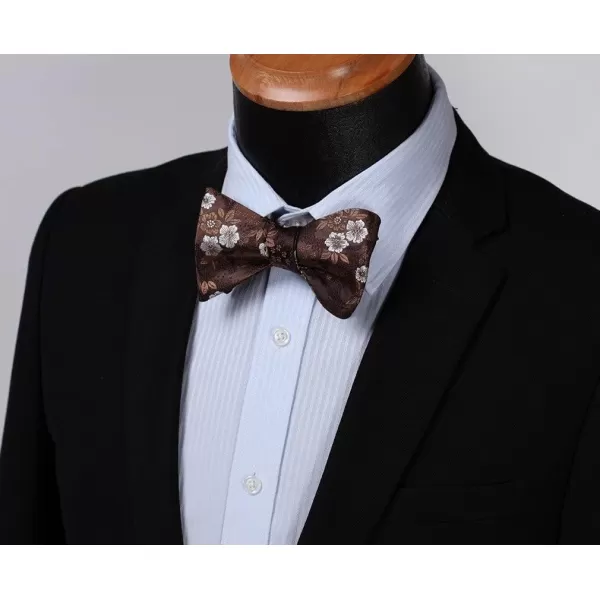 HISDERN Bow Ties for Men Floral Bowties Mens Self Tie Bow Tie Handkerchief Jacquard Woven Bowtie Pocket Square Set