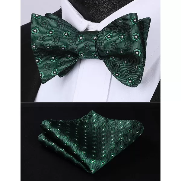 HISDERN Bow Ties for Men Floral Bowties Mens Self Tie Bow Tie Handkerchief Jacquard Woven Bowtie Pocket Square Set