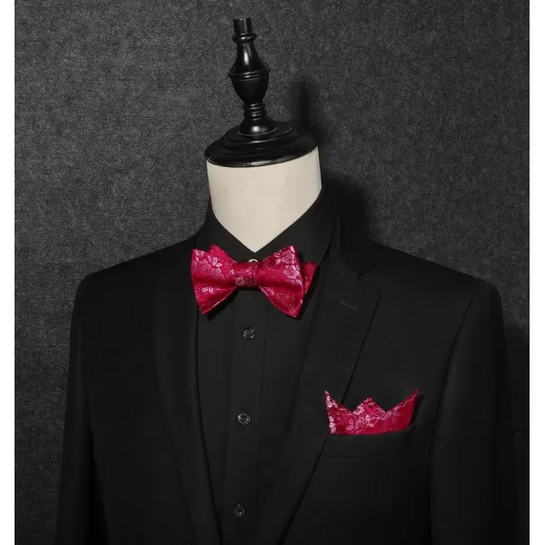 HISDERN Bow Ties for Men Floral Bowties Mens Self Tie Bow Tie Handkerchief Jacquard Woven Bowtie Pocket Square Set