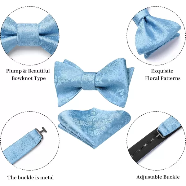HISDERN Bow Ties for Men Floral Bowties Mens Self Tie Bow Tie Handkerchief Jacquard Woven Bowtie Pocket Square Set