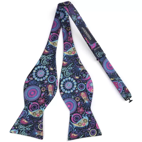 HISDERN Bow Ties for Men Floral Bowties Mens Self Tie Bow Tie Handkerchief Jacquard Woven Bowtie Pocket Square Set