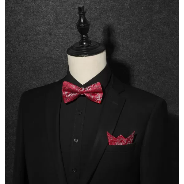 HISDERN Bow Ties for Men Floral Bowties Mens Self Tie Bow Tie Handkerchief Jacquard Woven Bowtie Pocket Square Set