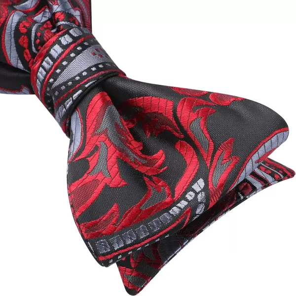 HISDERN Bow Ties for Men Floral Bowties Mens Self Tie Bow Tie Handkerchief Jacquard Woven Bowtie Pocket Square Set
