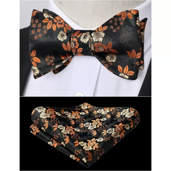 HISDERN Bow Ties for Men Floral Bowties Mens Self Tie Bow Tie Handkerchief Jacquard Woven Bowtie Pocket Square Set