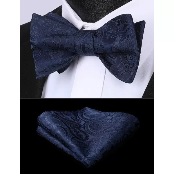 HISDERN Bow Ties for Men Floral Bowties Mens Self Tie Bow Tie Handkerchief Jacquard Woven Bowtie Pocket Square Set