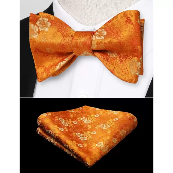 HISDERN Bow Ties for Men Floral Bowties Mens Self Tie Bow Tie Handkerchief Jacquard Woven Bowtie Pocket Square Set