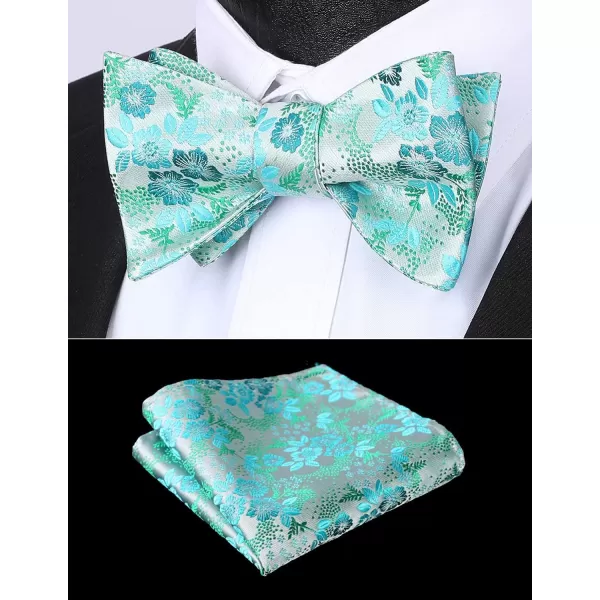 HISDERN Bow Ties for Men Floral Bowties Mens Self Tie Bow Tie Handkerchief Jacquard Woven Bowtie Pocket Square Set