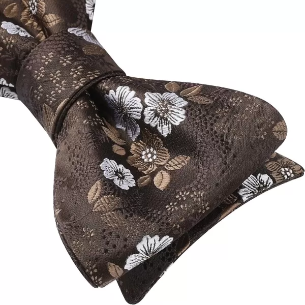 HISDERN Bow Ties for Men Floral Bowties Mens Self Tie Bow Tie Handkerchief Jacquard Woven Bowtie Pocket Square Set