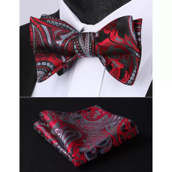 HISDERN Bow Ties for Men Floral Bowties Mens Self Tie Bow Tie Handkerchief Jacquard Woven Bowtie Pocket Square Set