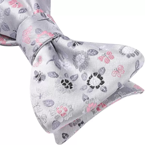 HISDERN Bow Ties for Men Floral Bowties Mens Self Tie Bow Tie Handkerchief Jacquard Woven Bowtie Pocket Square Set