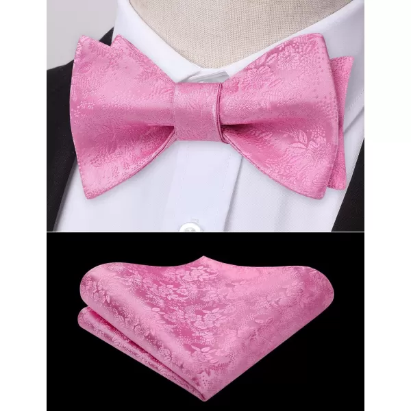 HISDERN Bow Ties for Men Floral Bowties Mens Self Tie Bow Tie Handkerchief Jacquard Woven Bowtie Pocket Square Set