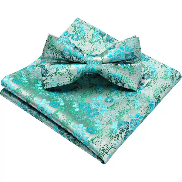 HISDERN Bow Ties for Men Floral Bowties Mens Self Tie Bow Tie Handkerchief Jacquard Woven Bowtie Pocket Square Set