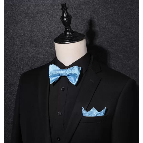 HISDERN Bow Ties for Men Floral Bowties Mens Self Tie Bow Tie Handkerchief Jacquard Woven Bowtie Pocket Square Set