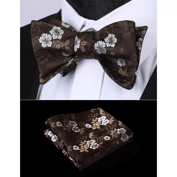 HISDERN Bow Ties for Men Floral Bowties Mens Self Tie Bow Tie Handkerchief Jacquard Woven Bowtie Pocket Square Set