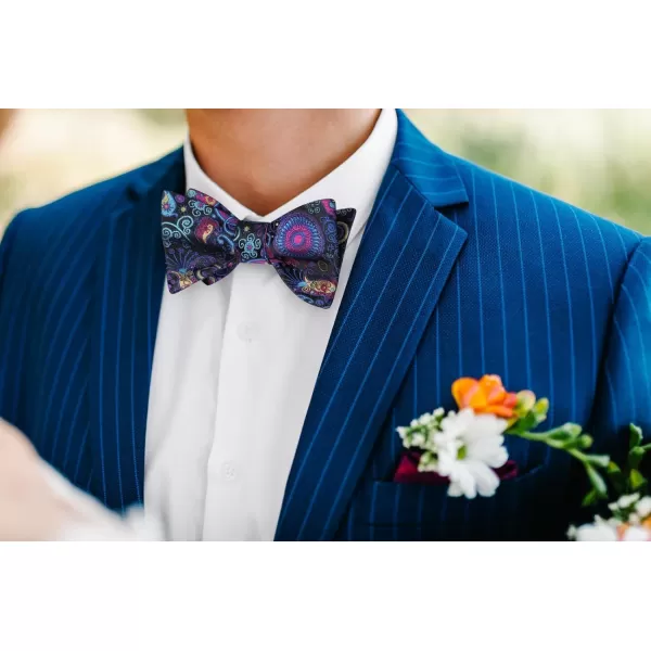 HISDERN Bow Ties for Men Floral Bowties Mens Self Tie Bow Tie Handkerchief Jacquard Woven Bowtie Pocket Square Set
