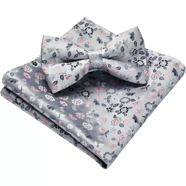HISDERN Bow Ties for Men Floral Bowties Mens Self Tie Bow Tie Handkerchief Jacquard Woven Bowtie Pocket Square Set