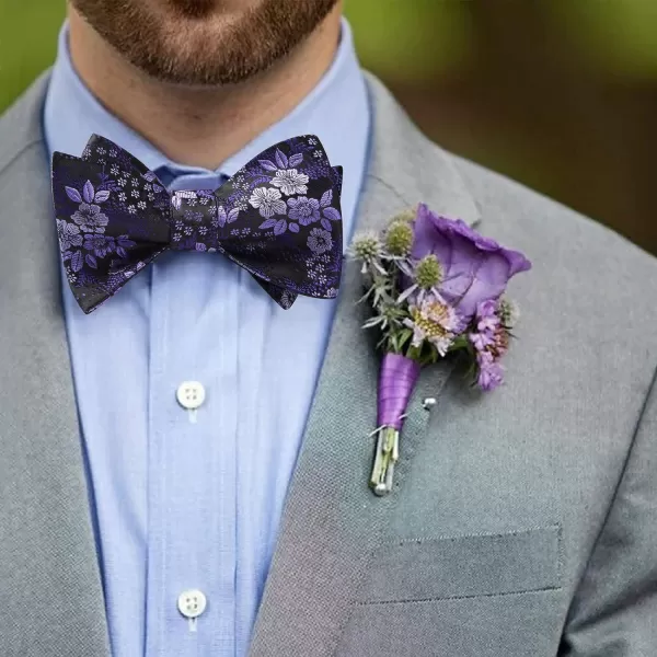 HISDERN Bow Ties for Men Floral Bowties Mens Self Tie Bow Tie Handkerchief Jacquard Woven Bowtie Pocket Square Set