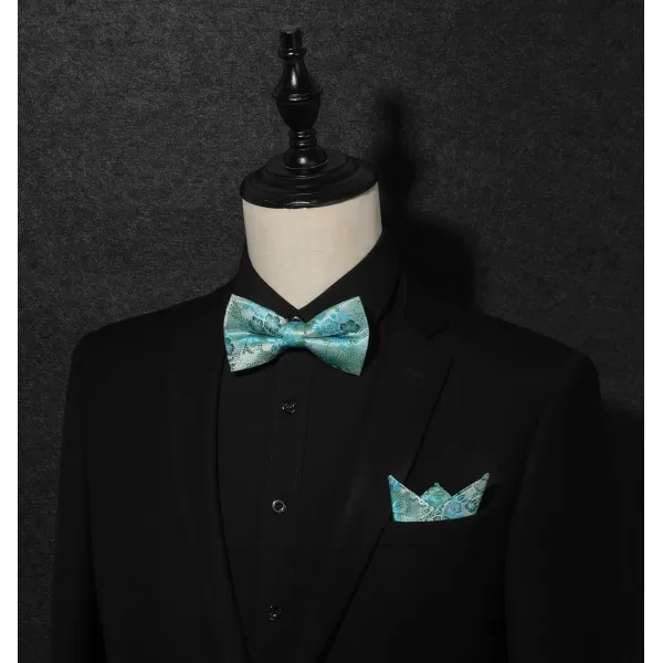 HISDERN Bow Ties for Men Floral Bowties Mens Self Tie Bow Tie Handkerchief Jacquard Woven Bowtie Pocket Square Set
