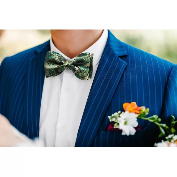 HISDERN Bow Ties for Men Floral Bowties Mens Self Tie Bow Tie Handkerchief Jacquard Woven Bowtie Pocket Square Set
