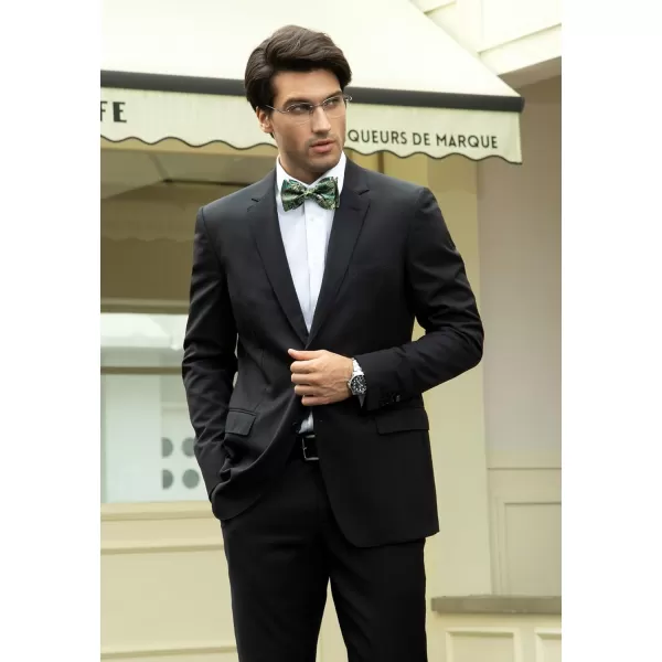 HISDERN Bow Ties for Men Floral Bowties Mens Self Tie Bow Tie Handkerchief Jacquard Woven Bowtie Pocket Square Set