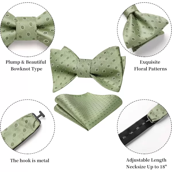 HISDERN Bow Ties for Men Floral Bowties Mens Self Tie Bow Tie Handkerchief Jacquard Woven Bowtie Pocket Square Set