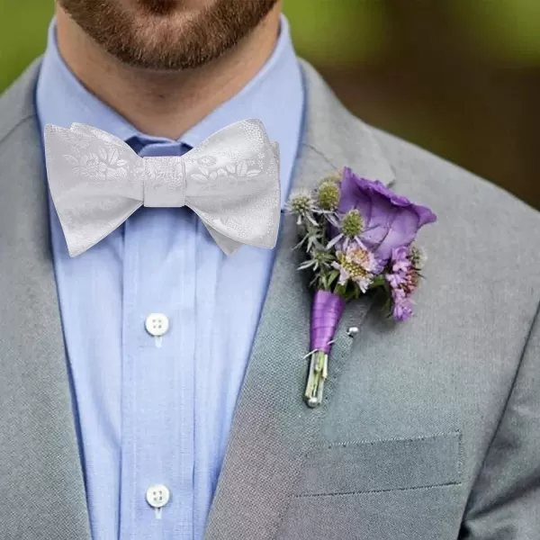 HISDERN Bow Ties for Men Floral Bowties Mens Self Tie Bow Tie Handkerchief Jacquard Woven Bowtie Pocket Square Set