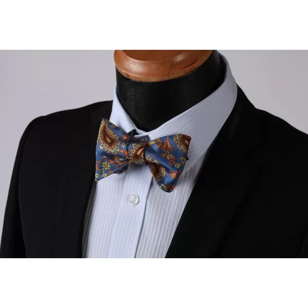 HISDERN Bow Ties for Men Paisley Bowties Mens Self Tie Bow Tie and Pocket Square Set Formal Tuxedo Wedding Bowtie