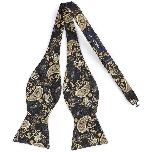HISDERN Bow Ties for Men Paisley Bowties Mens Self Tie Bow Tie and Pocket Square Set Formal Tuxedo Wedding Bowtie