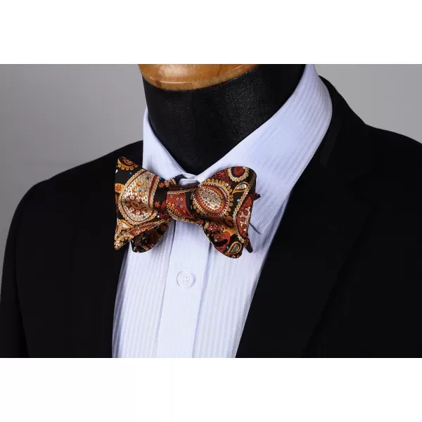 HISDERN Bow Ties for Men Paisley Bowties Mens Self Tie Bow Tie and Pocket Square Set Formal Tuxedo Wedding Bowtie