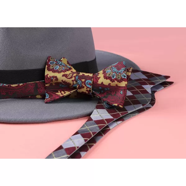HISDERN Bow Ties for Men Paisley Bowties Mens Self Tie Bow Tie and Pocket Square Set Formal Tuxedo Wedding Bowtie