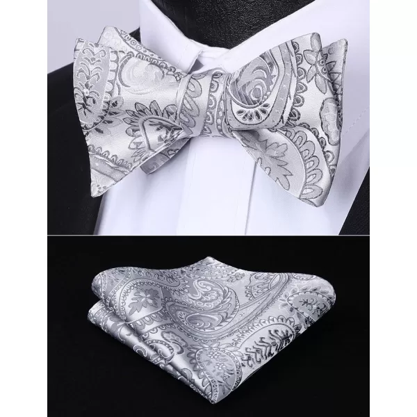 HISDERN Bow Ties for Men Paisley Bowties Mens Self Tie Bow Tie and Pocket Square Set Formal Tuxedo Wedding Bowtie
