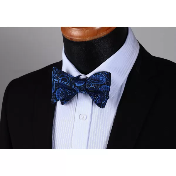 HISDERN Bow Ties for Men Paisley Bowties Mens Self Tie Bow Tie and Pocket Square Set Formal Tuxedo Wedding Bowtie