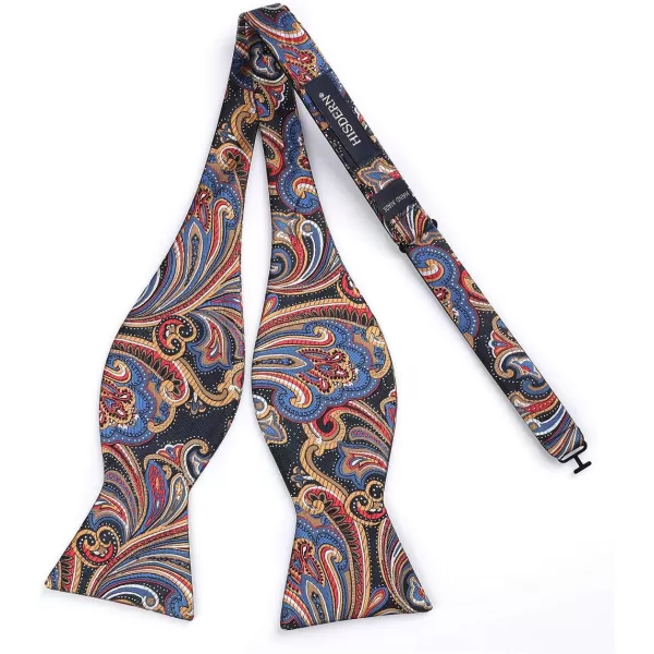 HISDERN Bow Ties for Men Paisley Bowties Mens Self Tie Bow Tie and Pocket Square Set Formal Tuxedo Wedding Bowtie