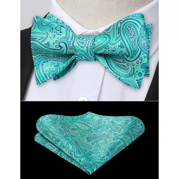 HISDERN Bow Ties for Men Paisley Bowties Mens Self Tie Bow Tie and Pocket Square Set Formal Tuxedo Wedding Bowtie