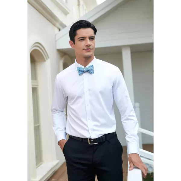 HISDERN Bow Ties for Men Paisley Bowties Mens Self Tie Bow Tie and Pocket Square Set Formal Tuxedo Wedding Bowtie