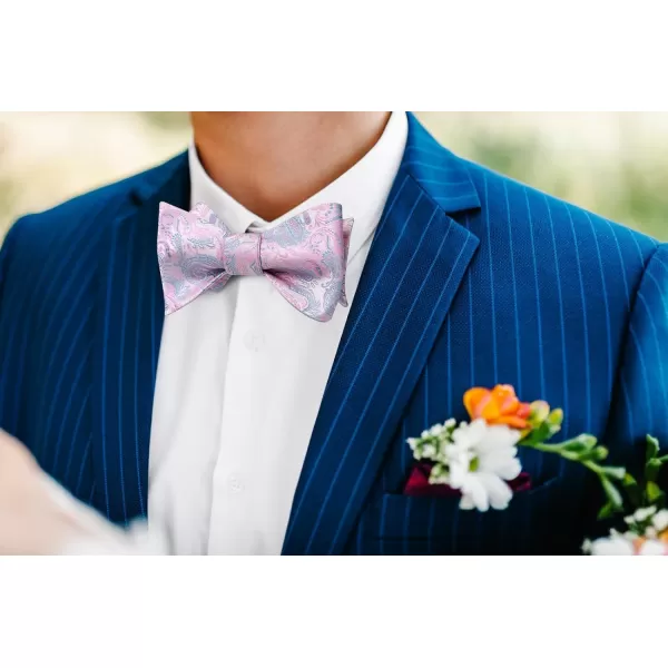 HISDERN Bow Ties for Men Paisley Bowties Mens Self Tie Bow Tie and Pocket Square Set Formal Tuxedo Wedding Bowtie